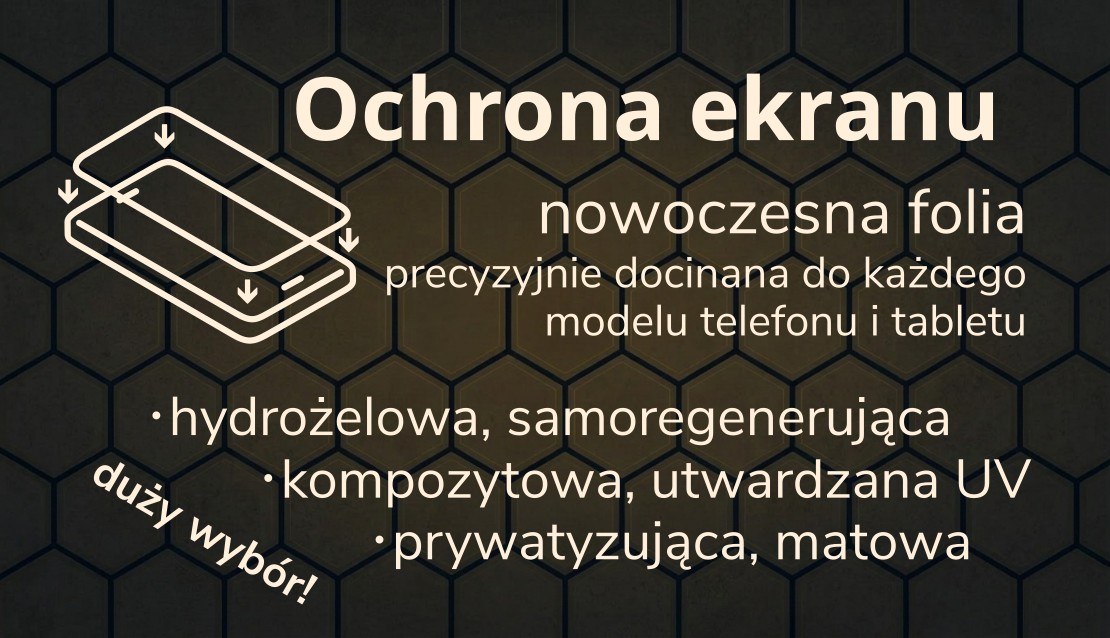 Folie ochronne na ekran: hydrożelowa, kompozytowa UV, prywatyzująca matowa